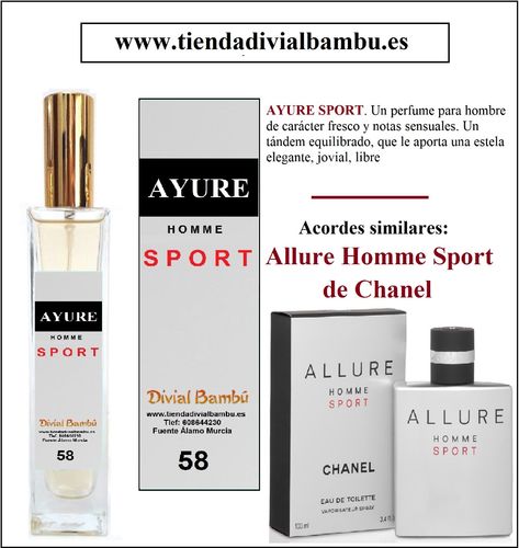 Nº 58 AYURE SPORT perfume hombre 50ml