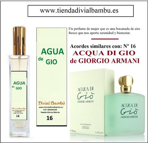 Nº 16 AGUA DE GIO perfume Mujer 50ml